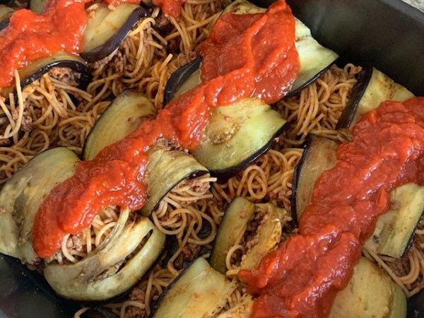 Rolled Eggplant with gluten-free&nbsp;Capellini